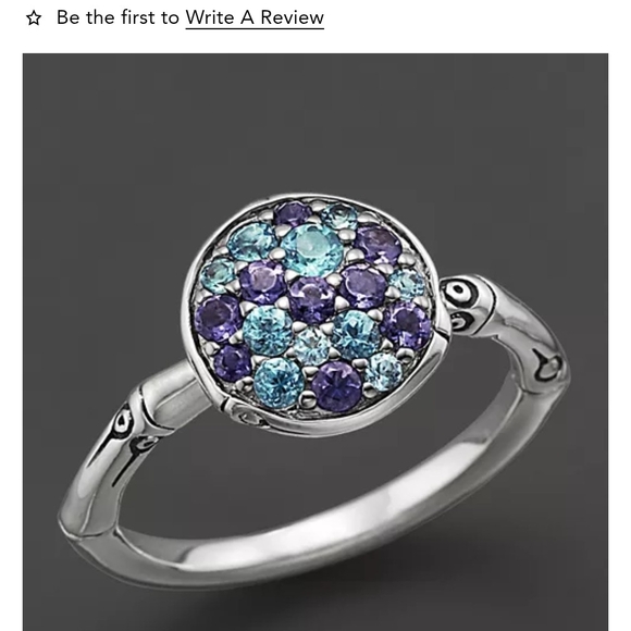 John Hardy Silver Bamboo Topaz And Iolite Ring - Picture 7 of 7
